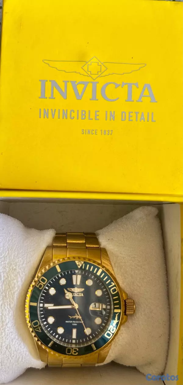 joyas, relojes y accesorios - Reloj Invicta Dorado con Fondo Azul Verdoso Elegante 2