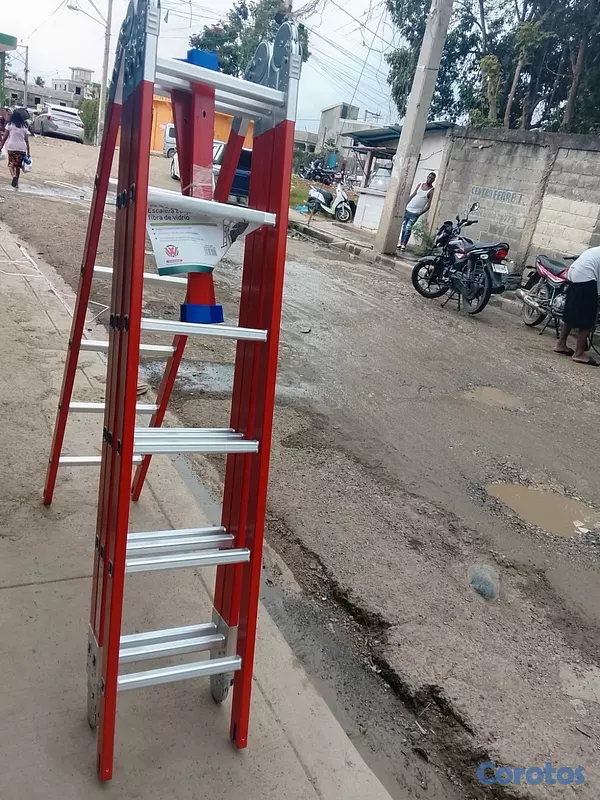herramientas, jardines y exterior - Escalera de fibra de aluminio de 24 pies  3