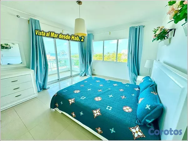apartamentos - VENDO EXCLUSIVO APTO CON VISTA AL MAR DE 360 GRADOS EN BOCA CHICA, 2 HABS., 115  3