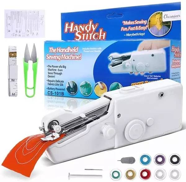 electrodomesticos - Minimáquina de coser de mano, práctica puntada, portátil, inalámbrica maquina  2