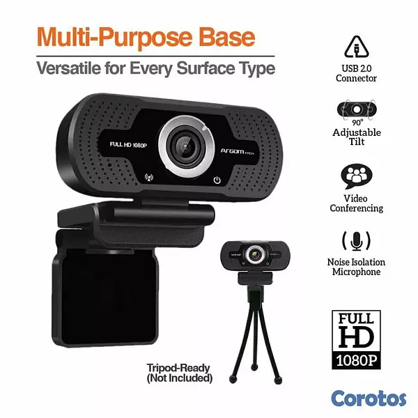 computadoras y laptops - CAMARA WEB CON MICROFONO INTEGRADO  ARGOM CAM40 - FULL HD, 1080P 1