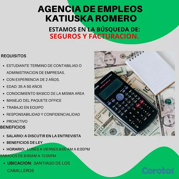 empleos disponibles - SEGUROS Y FACTURACIÓN 