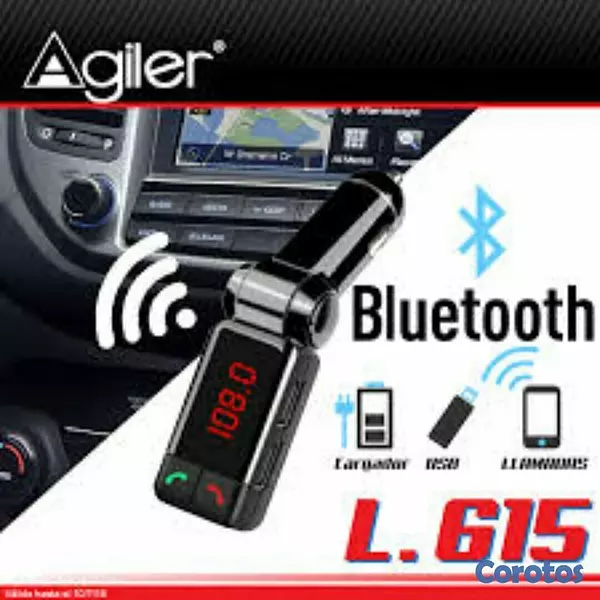 otros electronicos - TRANSMISOR FM PARA CARRO BLUETOOTH AGILER, 2 PUERTOS USB - CONTROL PARA LLAMADAS 2