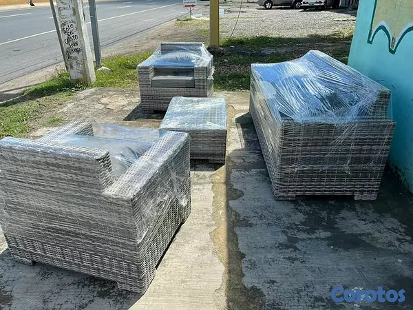 muebles y colchones - Hermoso juego de muebles en ratán de alta calidad, ideal para exteriores 3