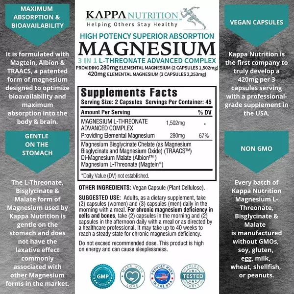 Salud y Equipamiento Médico - Complejo Magnesio 90 capsulas Kappa 2