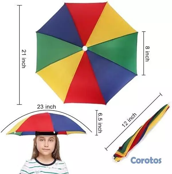 joyas, relojes y accesorios - Sombrero paraguas manos libres – Sol y lluvia – En 3