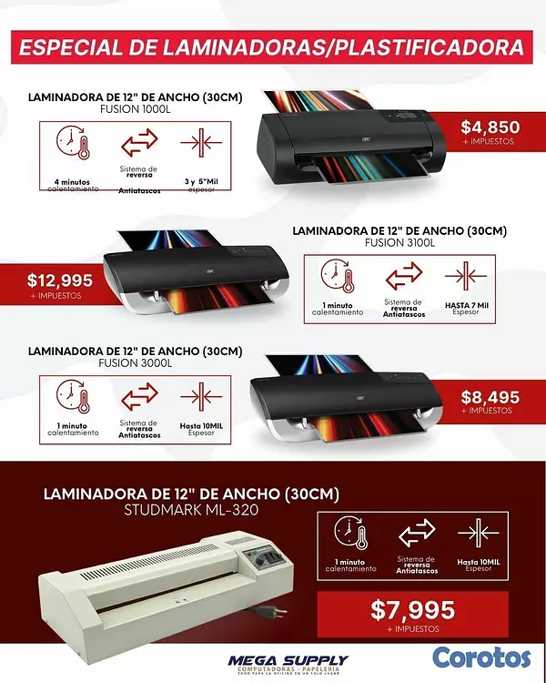 impresoras y scanners - PLATIFICADORA EN DIFERENTA CAPACIDADES  Y TAMAÑOS