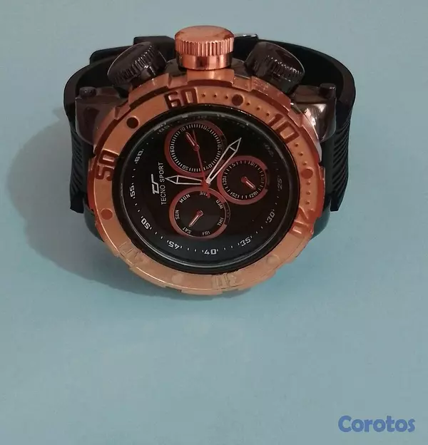 otros electronicos - reloj tecnosport para hombre pulsera de goma resistentes mica color gold  2