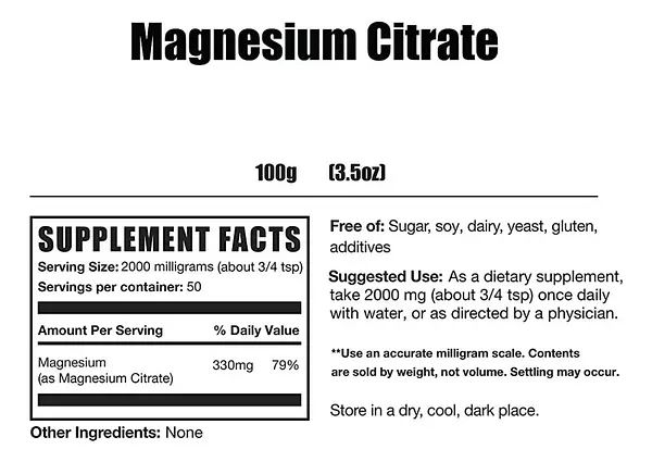 Salud y Equipamiento Médico - Citrato De Magnesio 50g Bulksup 2