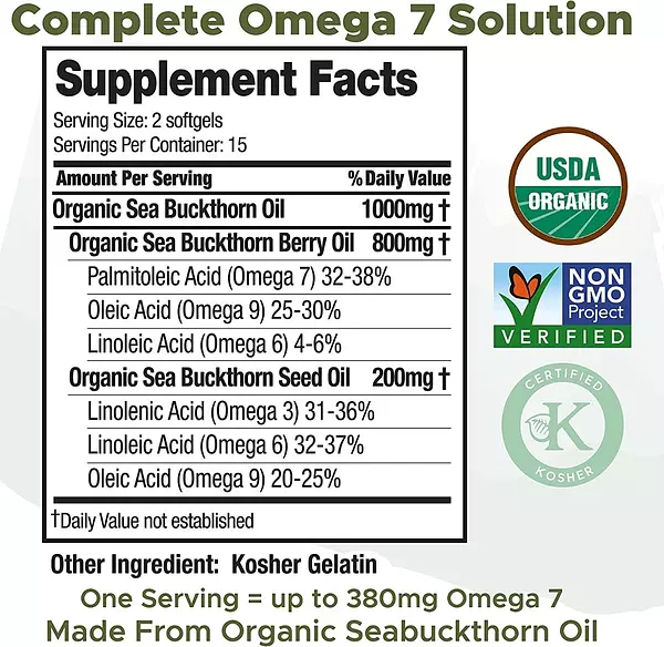 Salud y Equipamiento Médico - Omega 7 120 capsulas Seabuckwonders 2