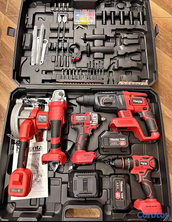 herramientas, jardines y exterior - kit o combo de Taladros, pulidora y sierra de mano de 98v con sus herramientas.  2