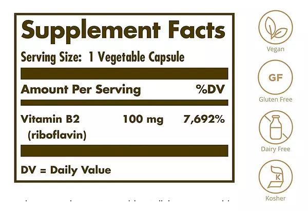 Salud y Equipamiento Médico - Vitamina B2 100 Mg - Solgar 2
