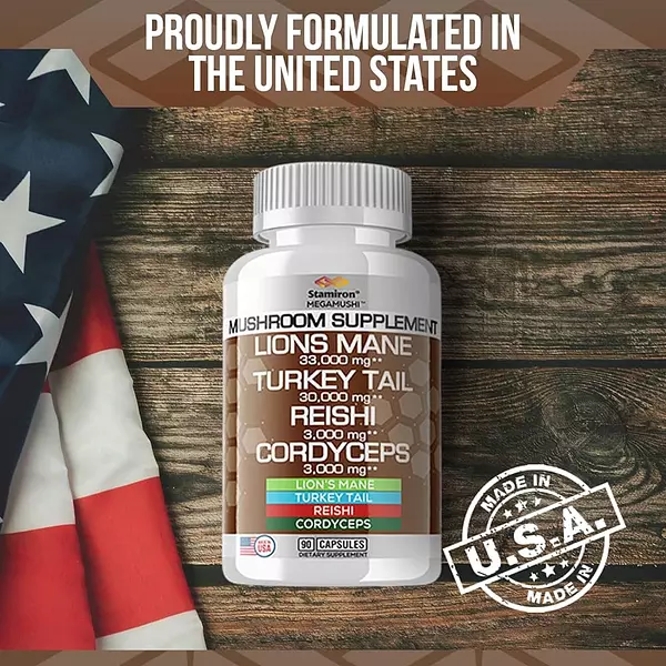 Salud y Equipamiento Médico - Lions Mane Supplement 33,000mg Turkey Tail Mushroom Capsules 4