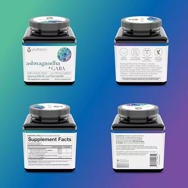 Salud y Equipamiento Médico - Youtheory Ashwagandha+gaba, Ayuda A Reducir El Estrés Con Ap 2
