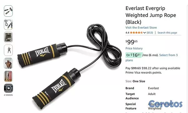 Artículos Deportivos - Cuerda de saltar con peso Everlast Evergrip (negra 3