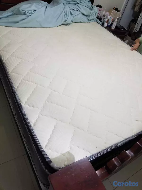muebles y colchones - Oferta- Cama Queen Caoba con colchón doble pillowt 3
