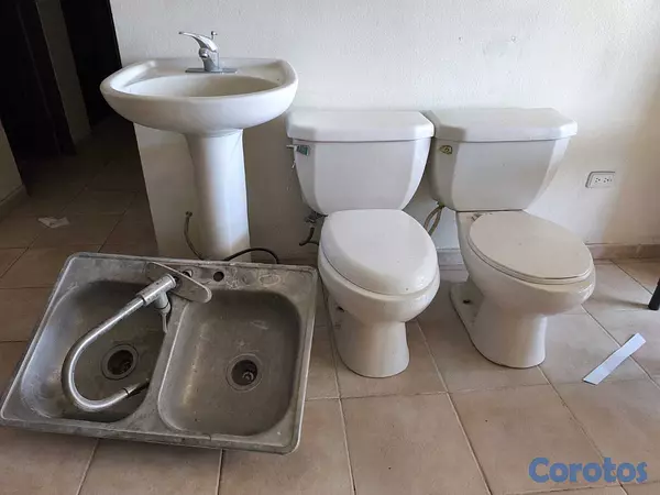 muebles y colchones - Combo: 2 inodoros, 1 lavamanos y fregadero doble 3