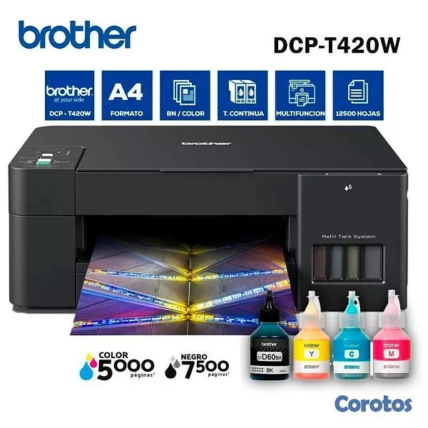 impresoras y scanners - MULTIFUNCION BROTHER INKBENEFIT TANK DCPT420W, FI-FI  ESCANER,COPIADORA,IMPRIME