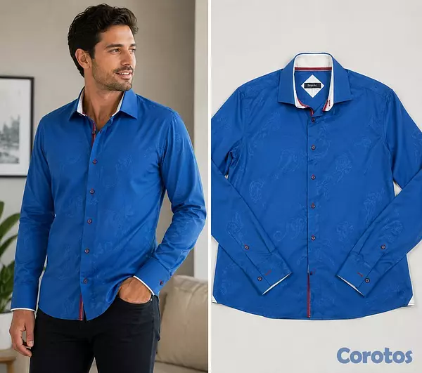 ropa para hombre - Camisa de hombre azul elegante talla L – excelente