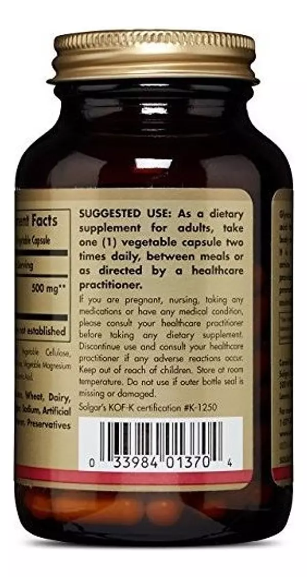 Salud y Equipamiento Médico - Solgar Glicina 500 Mg, - 100 Capsulas Vegetales 3