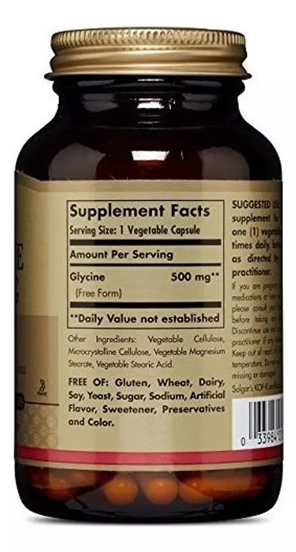Salud y Equipamiento Médico - Solgar Glicina 500 Mg, - 100 Capsulas Vegetales 4