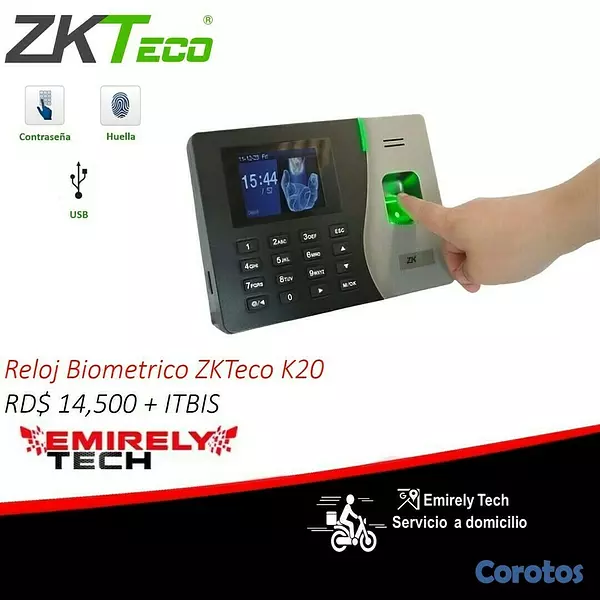 equipos profesionales - Reloj Biometrico Ponchador De Asistencia ZKTeco reloj digital de huellas. 1