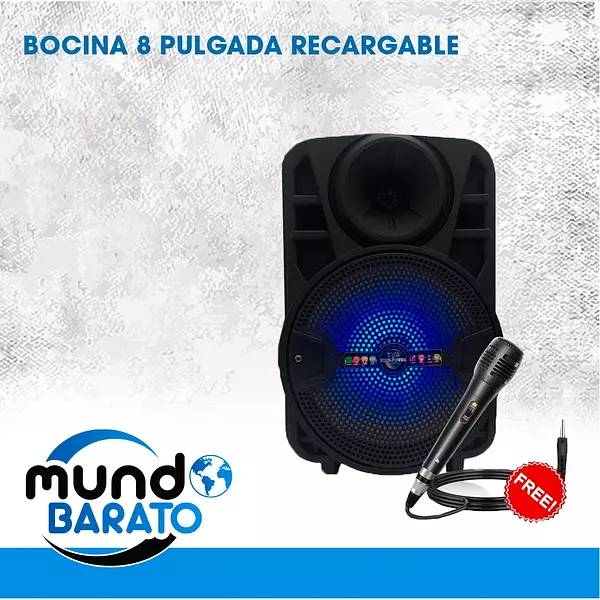 accesorios para electronica - BOCINA PORTATIL 8" PULGADAS BLUETOOTH INALAMBRICO + MICROFONO + CONTROL 2