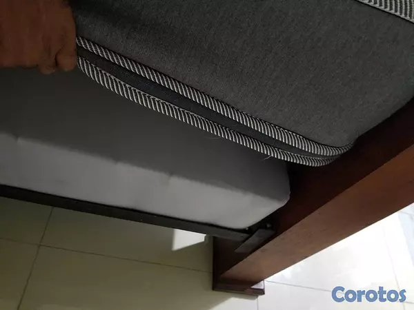 muebles y colchones - Oferta- Cama Queen Caoba con colchón doble pillowt 4