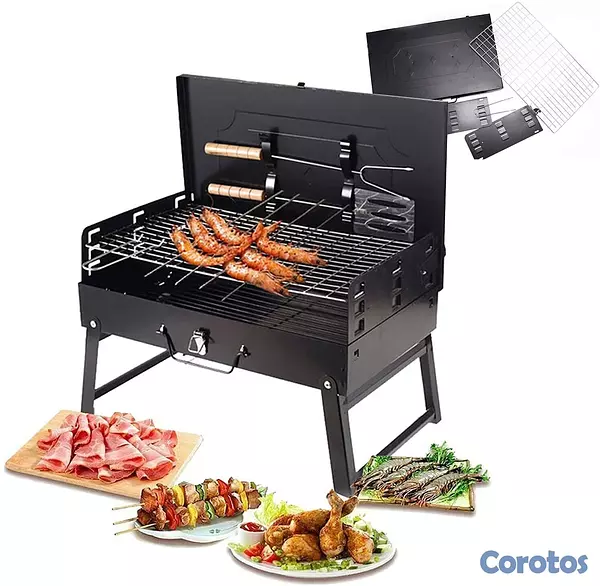 herramientas, jardines y exterior - BBQ PORTATIL CON UTENSILIOS- PARRILLA DE CARBON 2