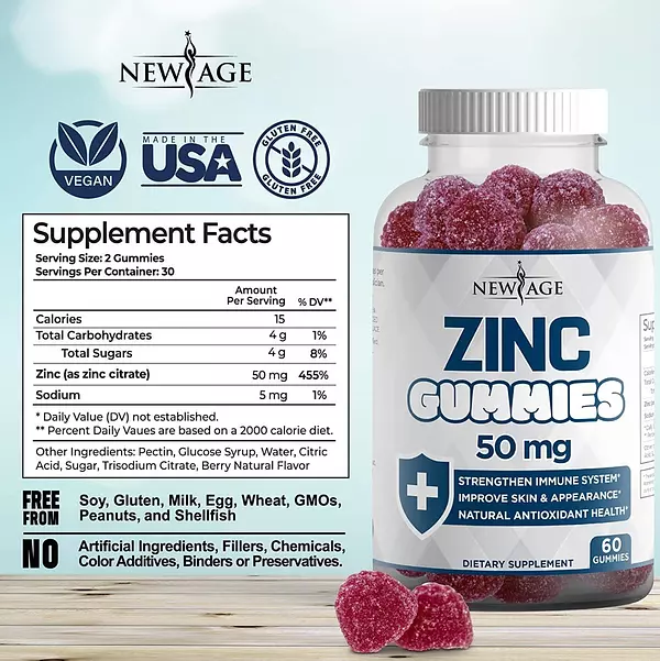 Salud y Equipamiento Médico - Zinc 60 Gomitas New Age 2