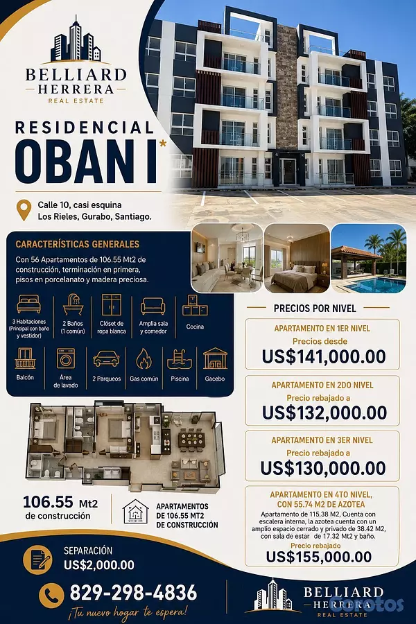 apartamentos - RESIDENCIAL OBAN I*  Calle 10, casi esquina Los Ri 2