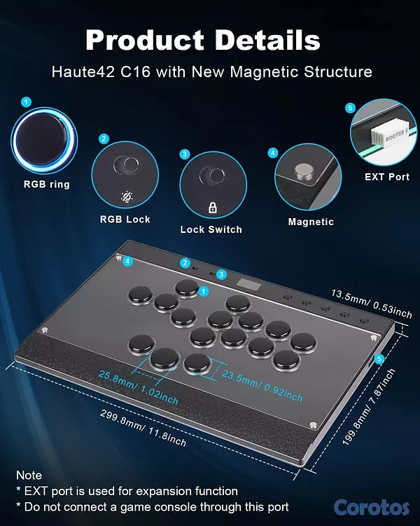 consolas y videojuegos - Cosmox Hautepad C16 - Control Arcade| PC, PS4/PS5, Switch 1