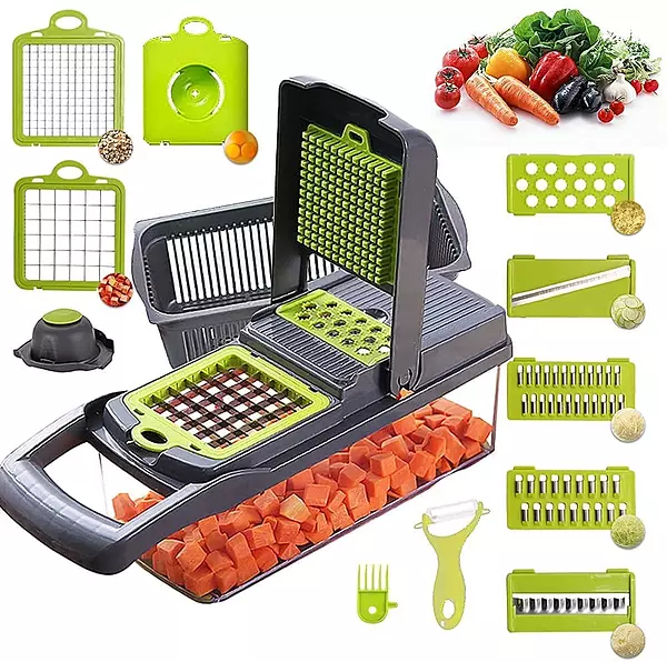 cocina - Cortador de vegetales y frutas 10 en 1 rebanador picador
 7