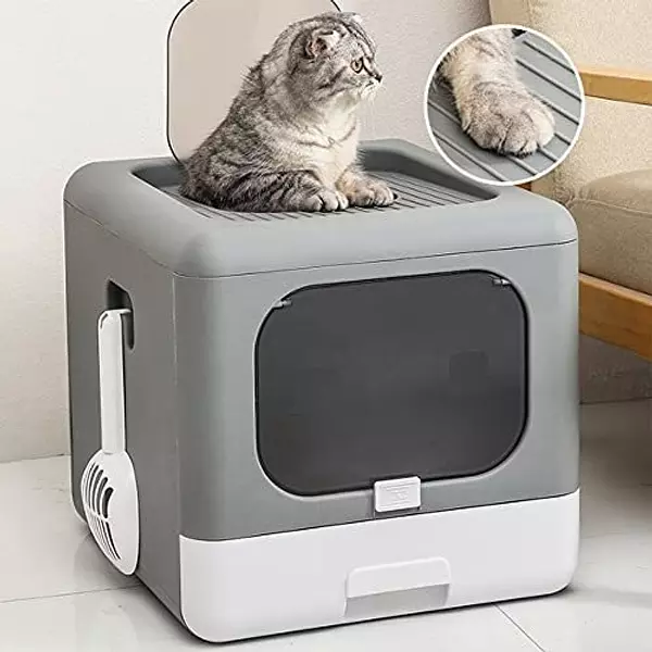 Salud y Equipamiento Médico - Caja De Arena Para Gatos Con Entrada Superior Con Tapa, Ca 2