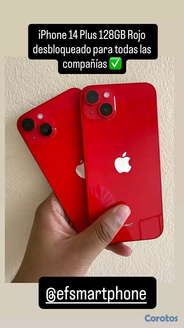celulares y tabletas - disponible iPhone 14 plus 128 GB batería 100% factory color Rojo 2 unidad 23,500 3