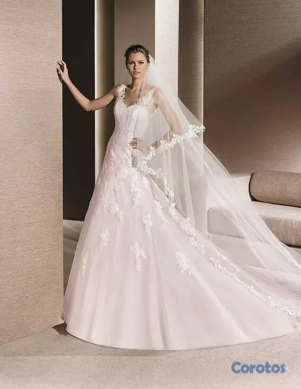 ropa para mujer - VESTIDO DE BODA Y VELO DOBLE LARGO 8