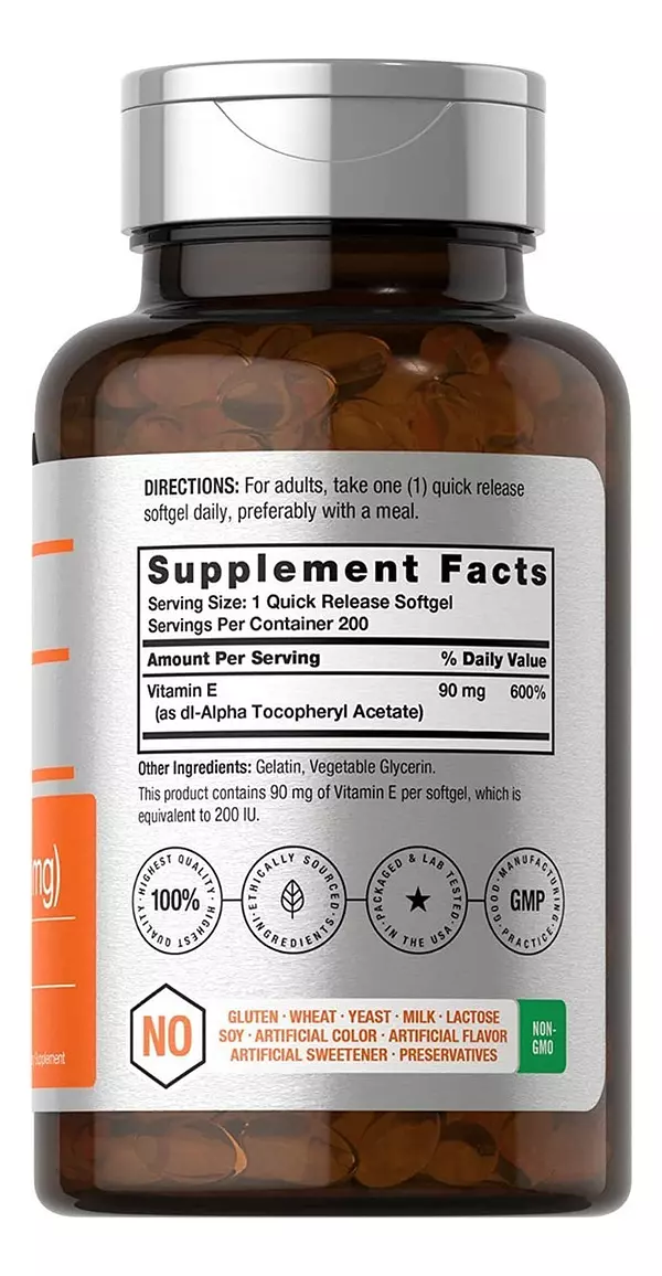 Salud y Equipamiento Médico - Vitamin E 200 Capsulas Horbaach 2