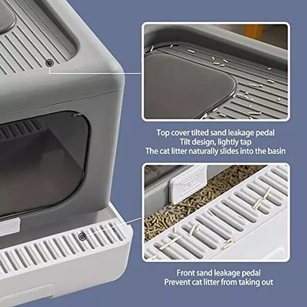 Salud y Equipamiento Médico - Caja De Arena Para Gatos Con Entrada Superior Con Tapa, Ca 3