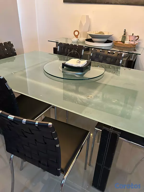muebles y colchones - comedor de cristal para 6 personas, se abre para 8 personas  3