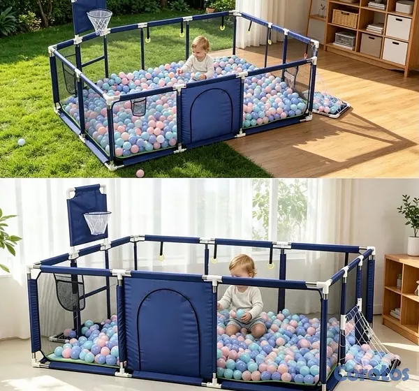 muebles - Corral grande para bebés con aro de basket y arco de futbol Nuevo en su caja  3