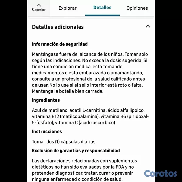 Salud y Equipamiento Médico - Azul Metileno en Capsulas 10