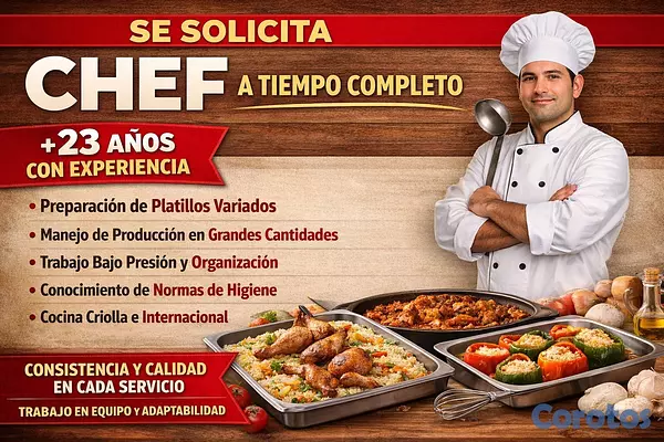 empleos disponibles - Se solicita Chef