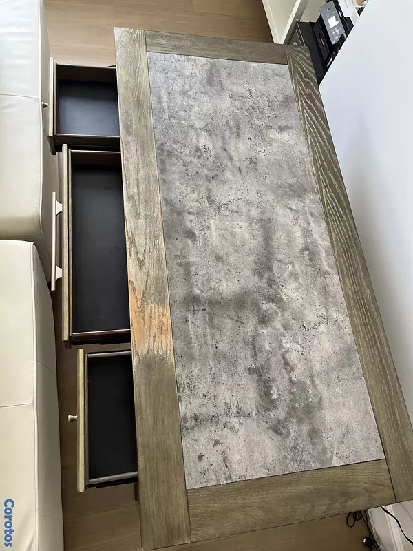 muebles y colchones - Vendo hermoso escritorio de madera con piedra. 5