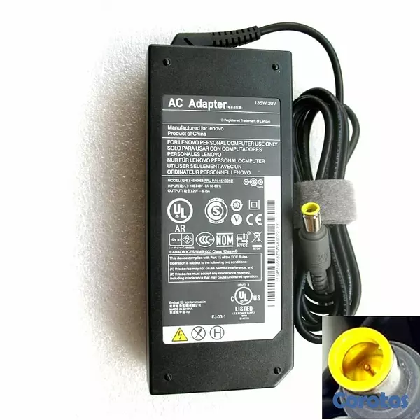 computadoras y laptops - CARGADOR FUENTE PARA LAPTOP LENOVO 90W AC, 20V, 3.25A, PUNTA REDONDA  1