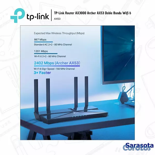 accesorios para electronica - TP-Link Router Archer WiFi 6 AX53 4
