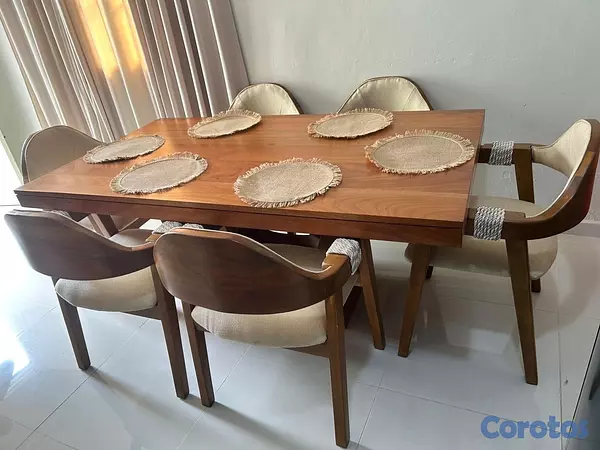 muebles y colchones - juego de comedor caoba 6 sillas moderno en tendencia( comedor artesanal  2