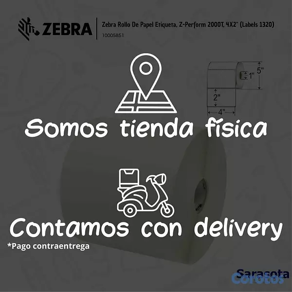 accesorios para electronica - Zebra Rollo de Etiquetas, Z-Perform 2000T, 4X2" (L 3