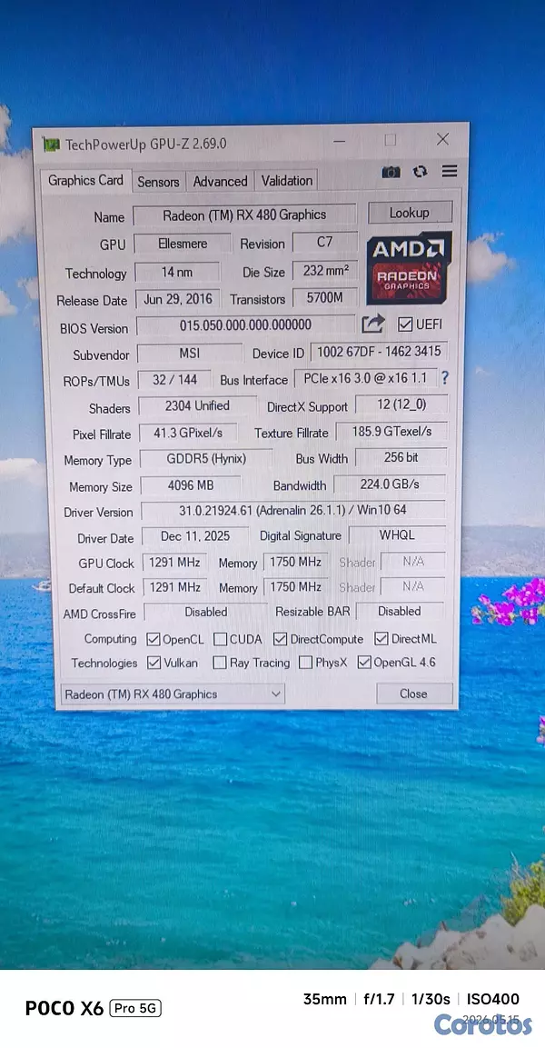 computadoras y laptops - RX 480 4GB 6