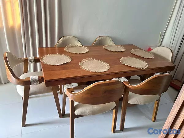 muebles y colchones - juego de comedor caoba 6 sillas moderno en tendencia( comedor artesanal  3