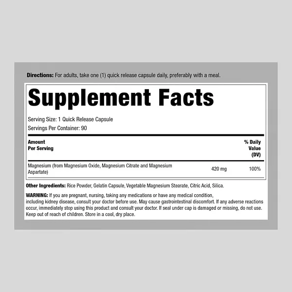 Salud y Equipamiento Médico - Complejo Magnesio 420mg 90 capsulas 2